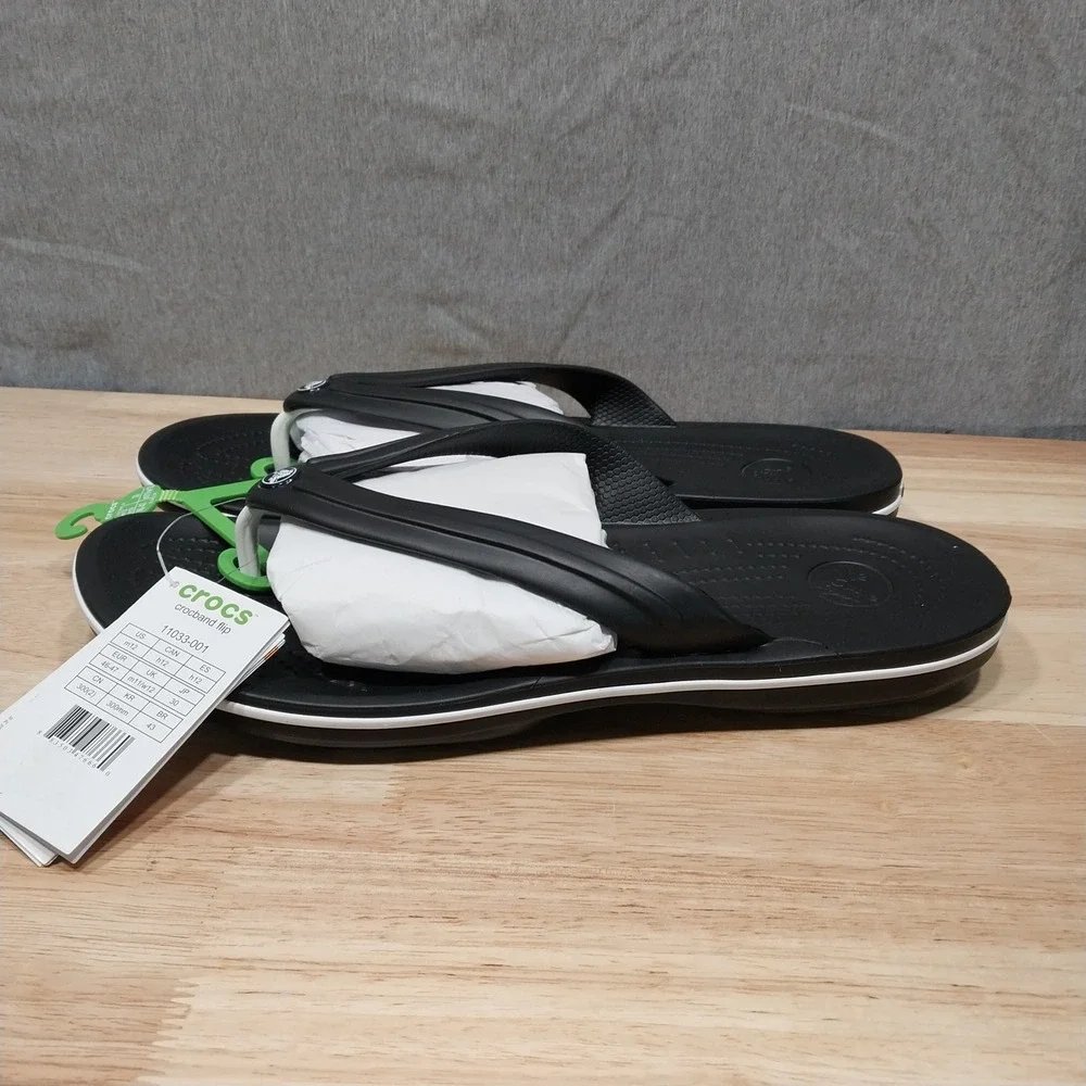 Crocs Crocband Flip Mens Sporty Lightweight Sandals Size M12 Black White